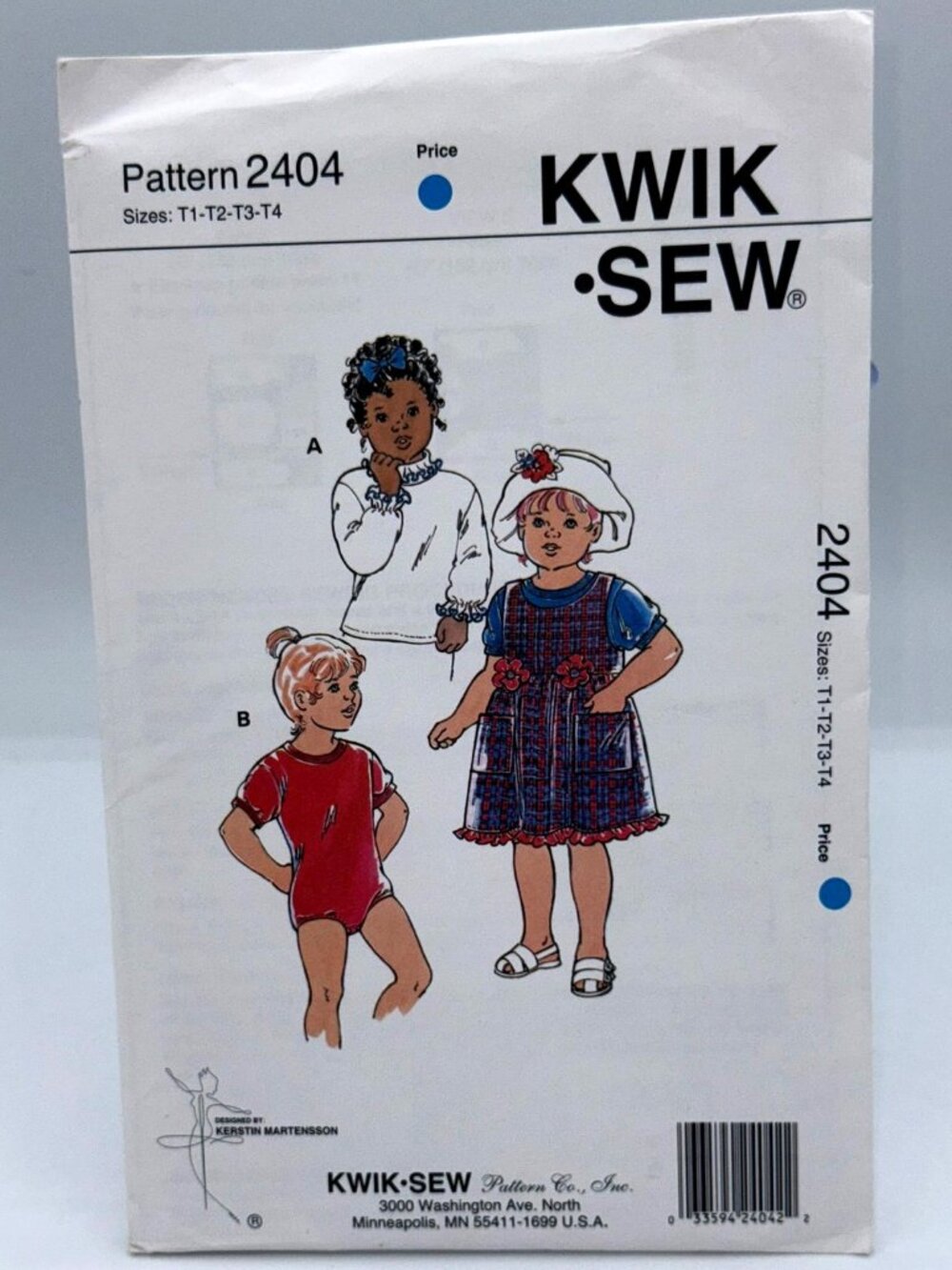 Kwik Sew Pattern 2404 Toddler Girls Outfit Sewing Pattern T1–T4